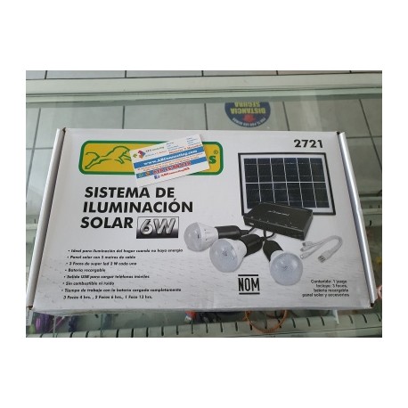 sistema de iluminacion solar 6w 3 focos