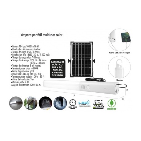 lampara portatil multiusos solar 10w