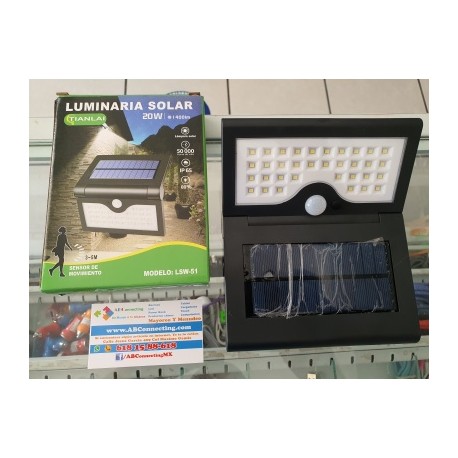 luminaria con panel solar 20w lsw-51 ls20w46